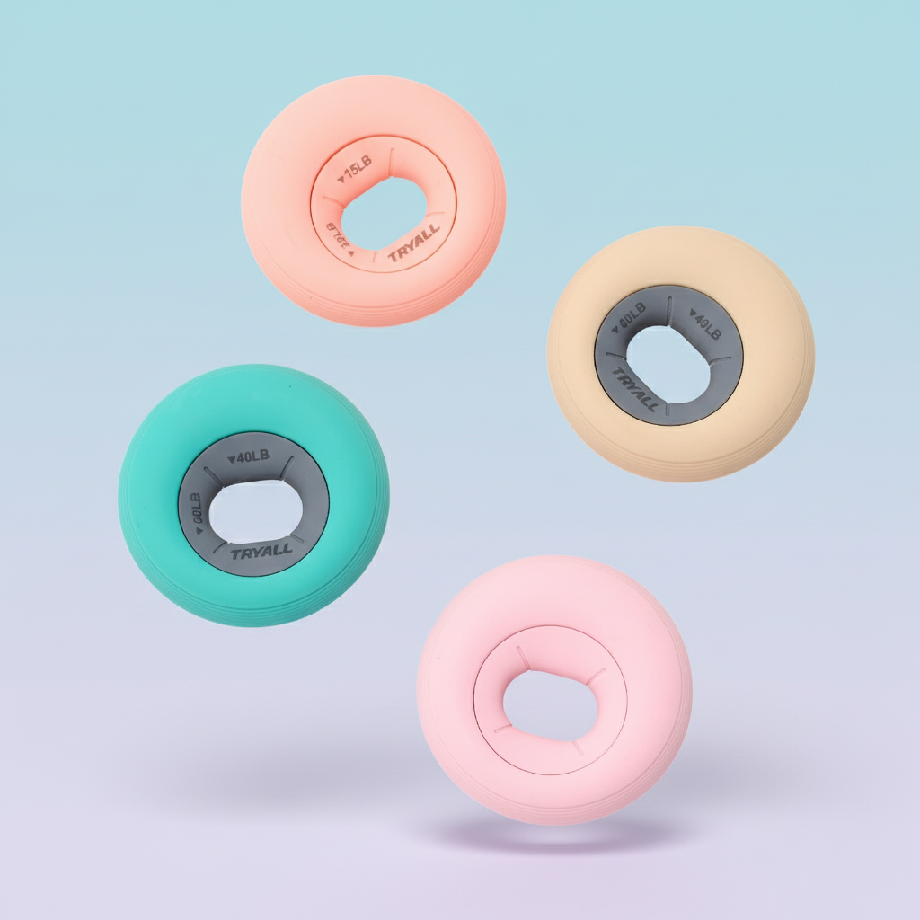 Fotografía de producto fitness para Compact Fit con equipamiento pastel sobre fondo generado con inteligencia artificial.